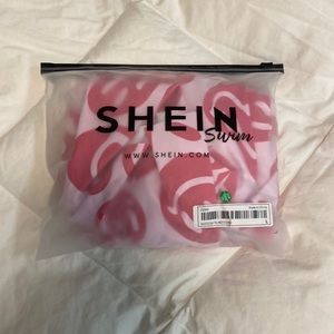 This is a matching bikini set with a skirt for coverage